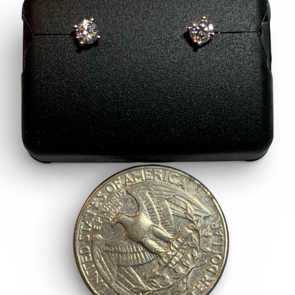 Sterling Silver .25 CTW Moissanite Pushback Earrings - Picture 3 of 3